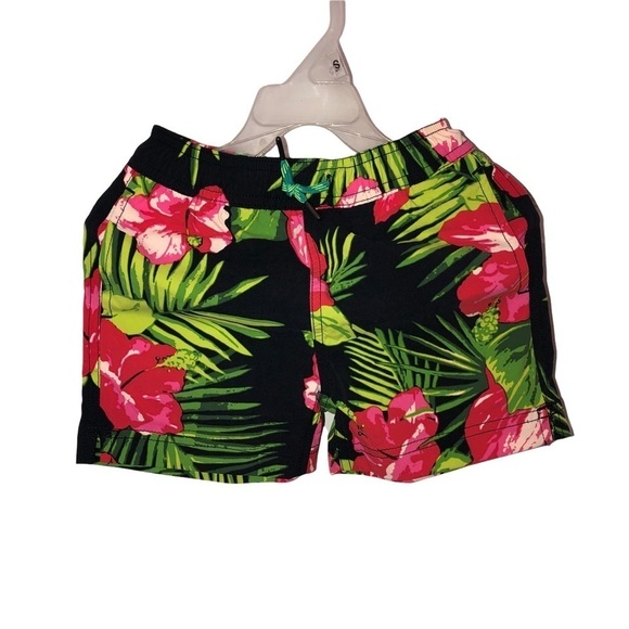 NWT CREWCUTS Black Floral Swim Trunks Sz 2 - Picture 1 of 6